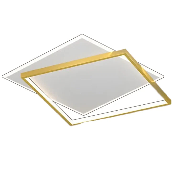 Lustra LED cu telecomanda SOLARA 66W, 2 Patrate, lumina Rece/Calda/Neutra, Dimabila, Auriu Alb Lustre LED cu Telecomanda Default Title Alessandro Design