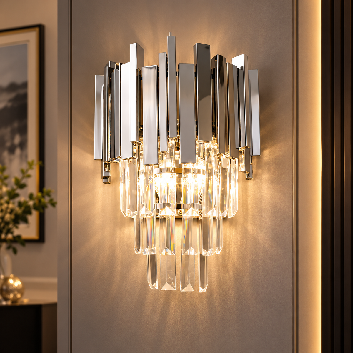 Aplica Candelabru Cristal BLOIS Piccolo, 2xE14, Crom Lucios