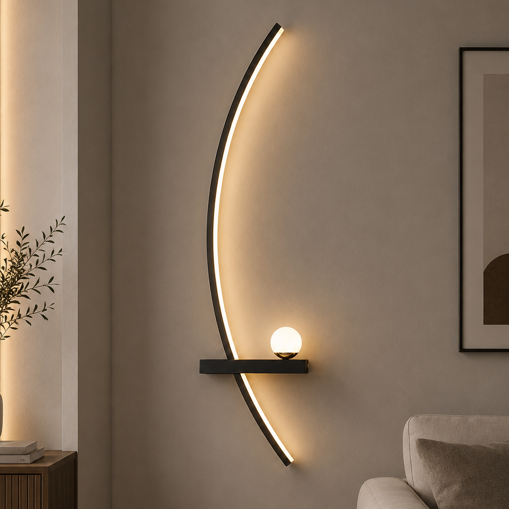 Aplica LED Decorativa GDANSK, 20W, 57x20cm, Lumina Calda / Neutra/ Rece, Negru, Metal si Acril