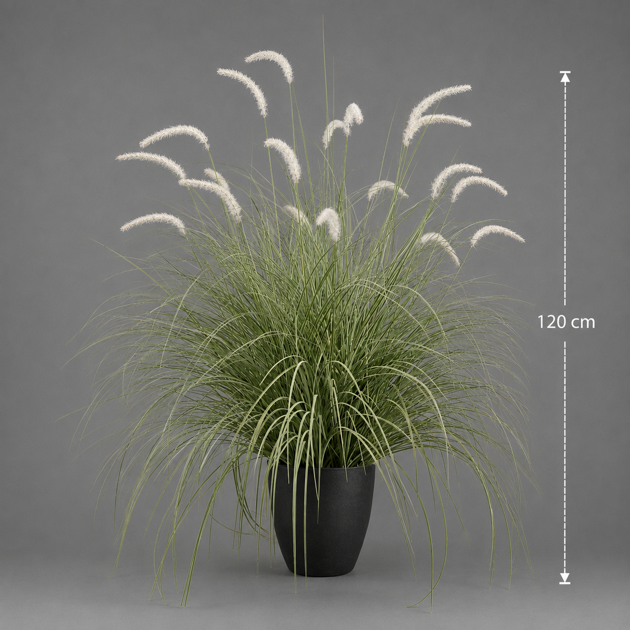 Planta Artificială Iarbă Ornamentală Tip Coadă de Vulpe, 120cm, Iarbă curbată și Spice, Verde si Alba, Fara Ghiveci