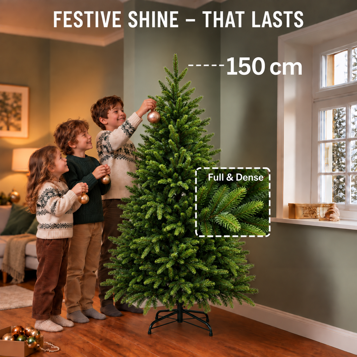 Brad Artificial EIS, 150 cm, 356 vârfuri, Verde