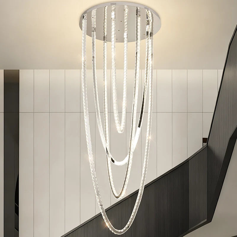 Candelabru LED cu Telecomanda, VEIL, Diametru 80 cm, Inaltime 200 cm, Lumina Rece/Neutra/Calda, Dimabila, Argintiu, Cristal, Metal Lustre LED cu Telecomanda Default Title Alessandro Design