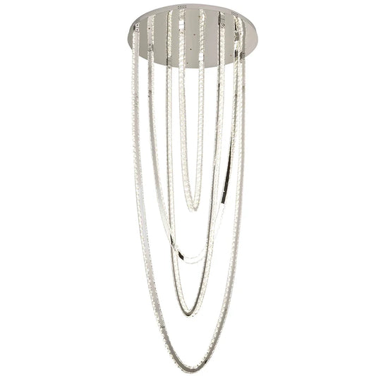 Candelabru LED CC50303/800CH, Diametru 80 cm, Inaltime 200 cm,  Lumina Rece/Neutra/Calda, Dimabila, Argintiu, Cristal, Metal