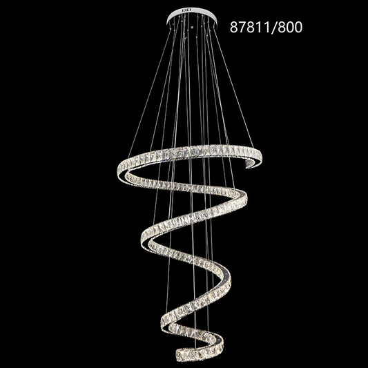 Candelabru LED cu Telecomanda TWIST, 272W, Diametru 80 cm, Inaltime 150 cm, Lumina Rece/Neutra/Calda, Dimabila, Crom, Cristal, Otel Lustre LED cu Telecomanda Default Title Alessandro Design