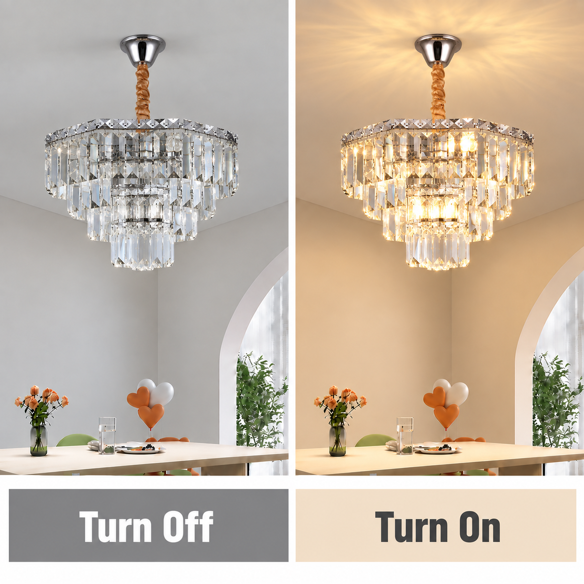 Candelabru Cristal ADAMA Nobile, 5x E14, Diametru 40cm, Crom Lucios, Inaltime Reglabila