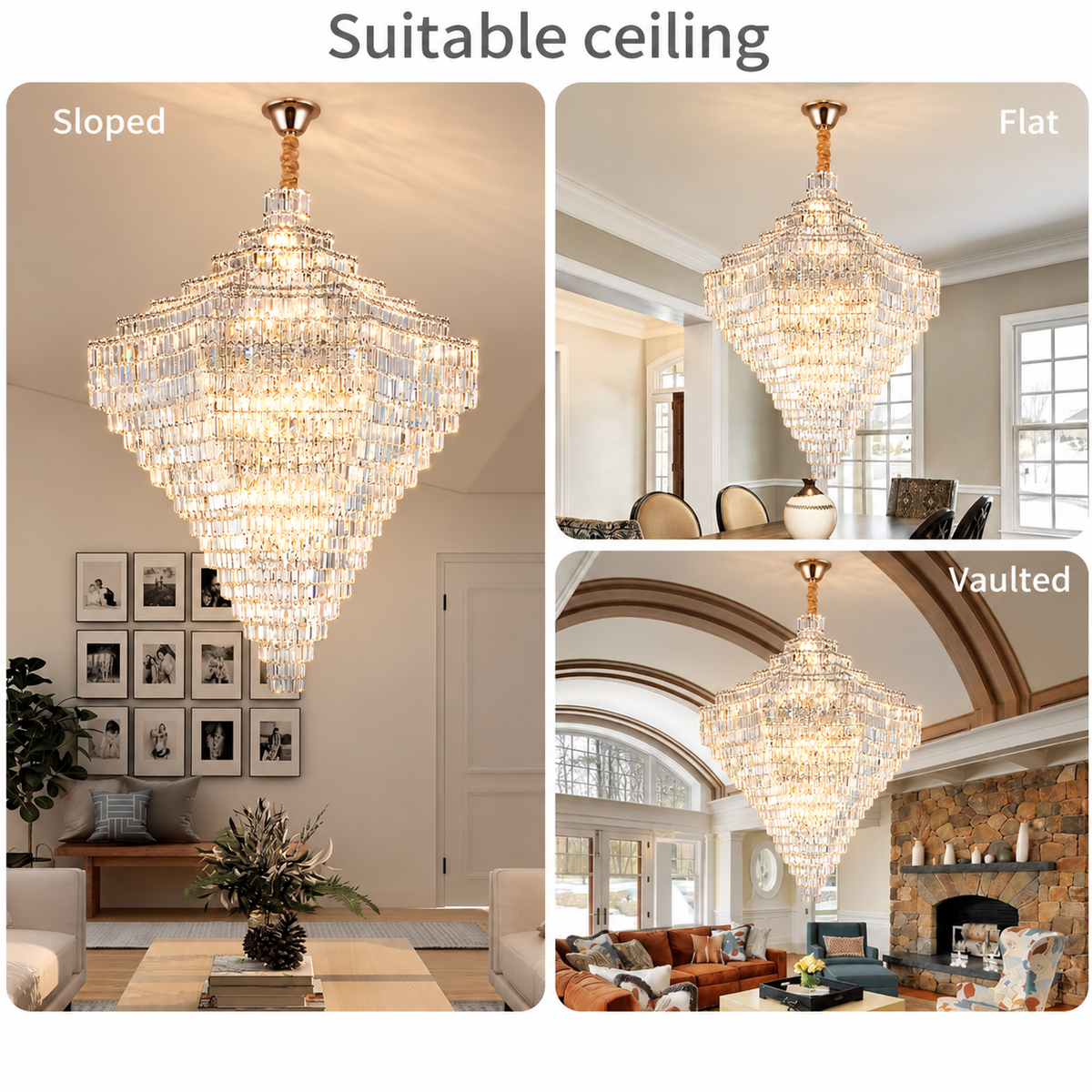 Candelabru Cristal ADAMA Titania, 60x E14, Diametru 135cm, Crom Lucios, Inaltime Reglabila