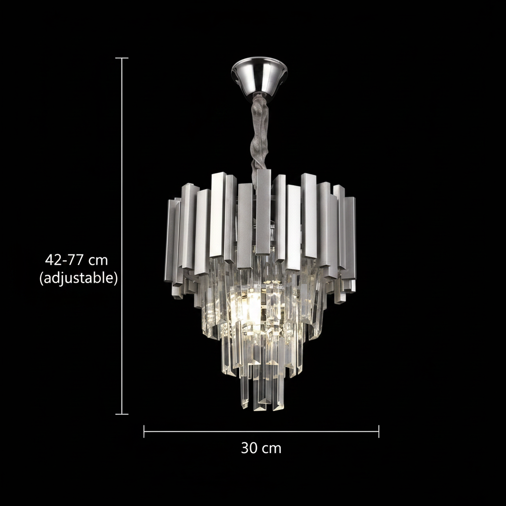Candelabru Cristal BLOIS Petito 3xE14, Diametru 30cm, Argintiu, Inaltime Reglabila