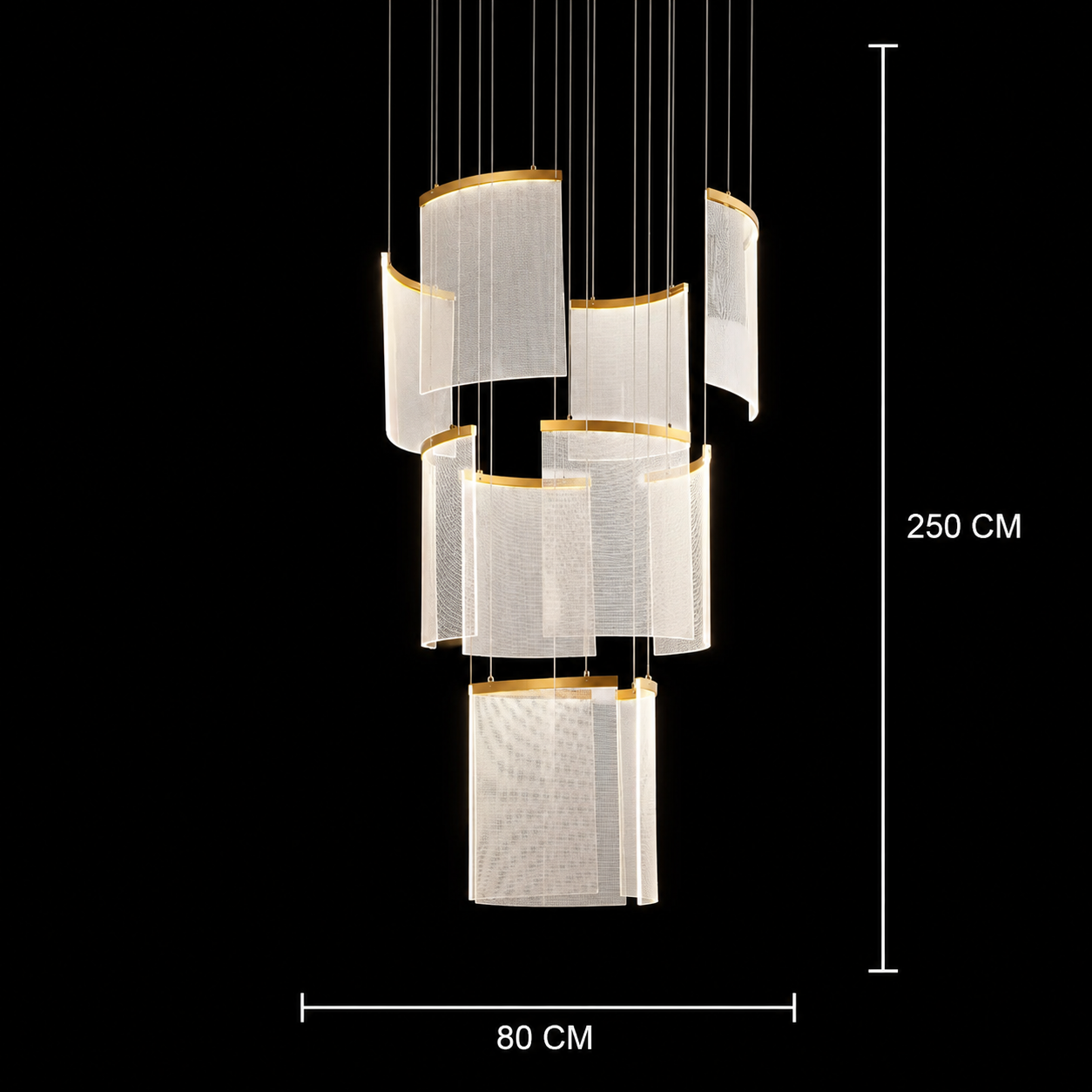 Candelabru Cristal LED Alduino Auriu diametru 80cm Auriu Inaltime Reglabila