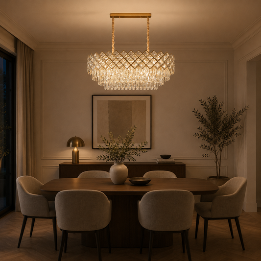 Candelabru Cristal VECTORIA Supremo, 10xE14, 75x39cm, Auriu, Inaltime Reglabila, Metal si Cristal