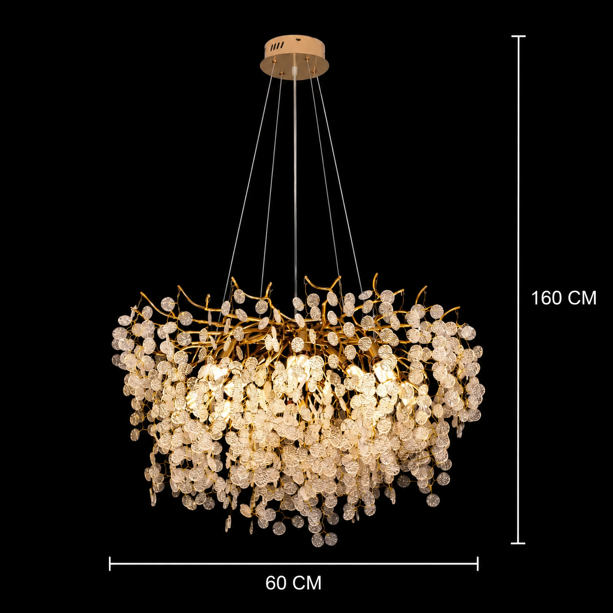 Candelabru Cristal WALTZ Serenade, 6xG9, Auriu, 60cm, Inaltime Reglabila