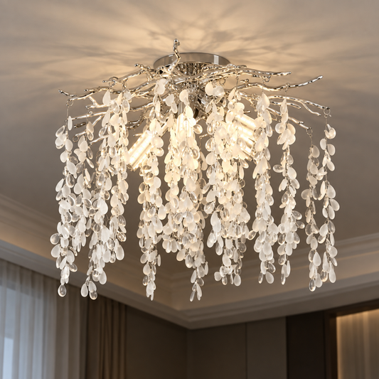 Candelabru Cristal WILLOW, 5x E14, Diametru 50cm, Crom