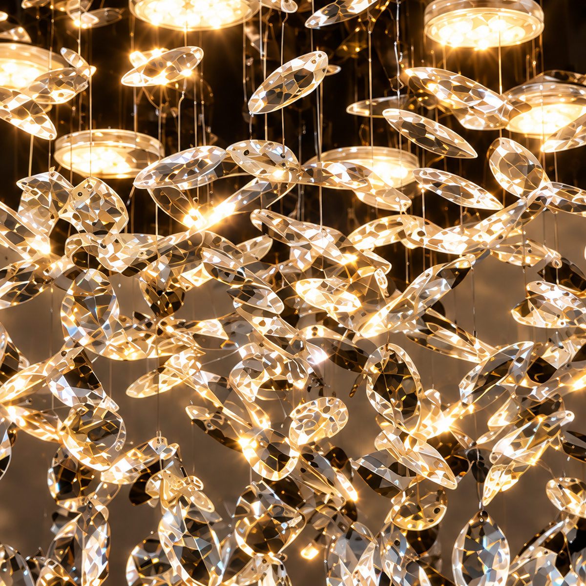 Candelabru LED Cristal LLC210/400CH Rotund, 22W, Lumina Rece/Calda/Neutra, Cristal, Crom Lucios