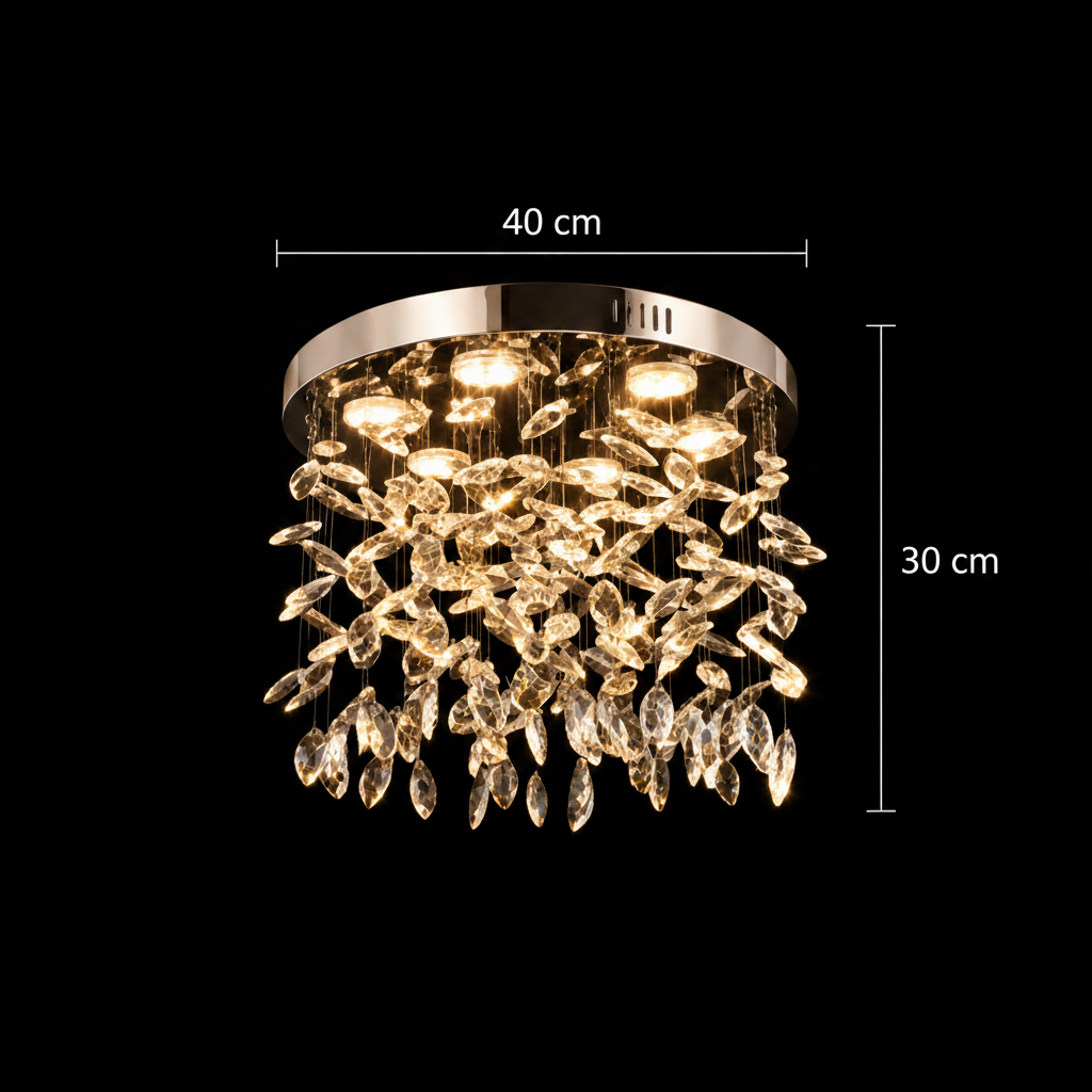 Candelabru LED Cristal LLC210/400CH Rotund, 22W, Lumina Rece/Calda/Neutra, Cristal, Crom Lucios