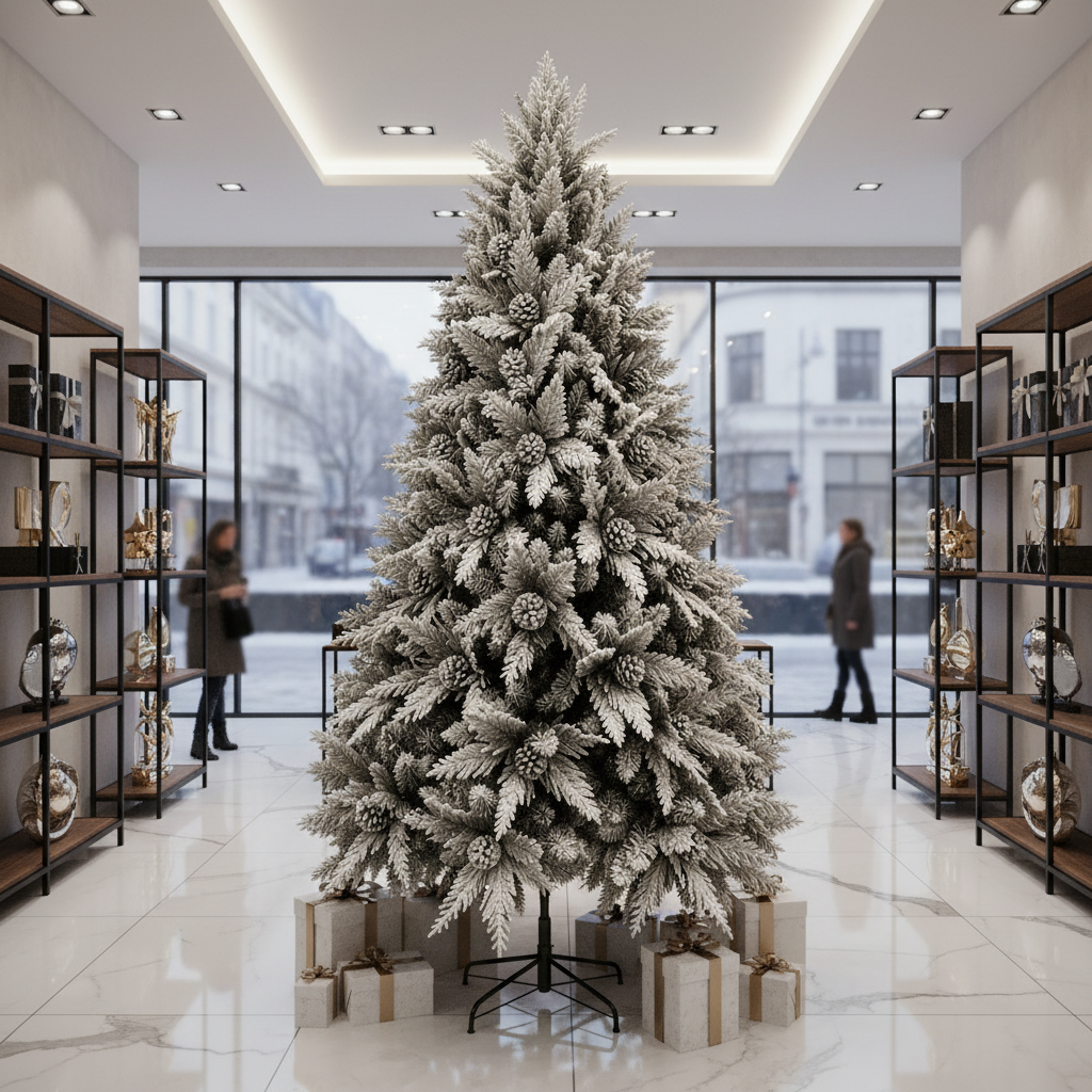 Decorațiune Brad Artificial GLEIS, 240 cm, 1770 vârfuri, Suport Metalic, Plastic, Verde