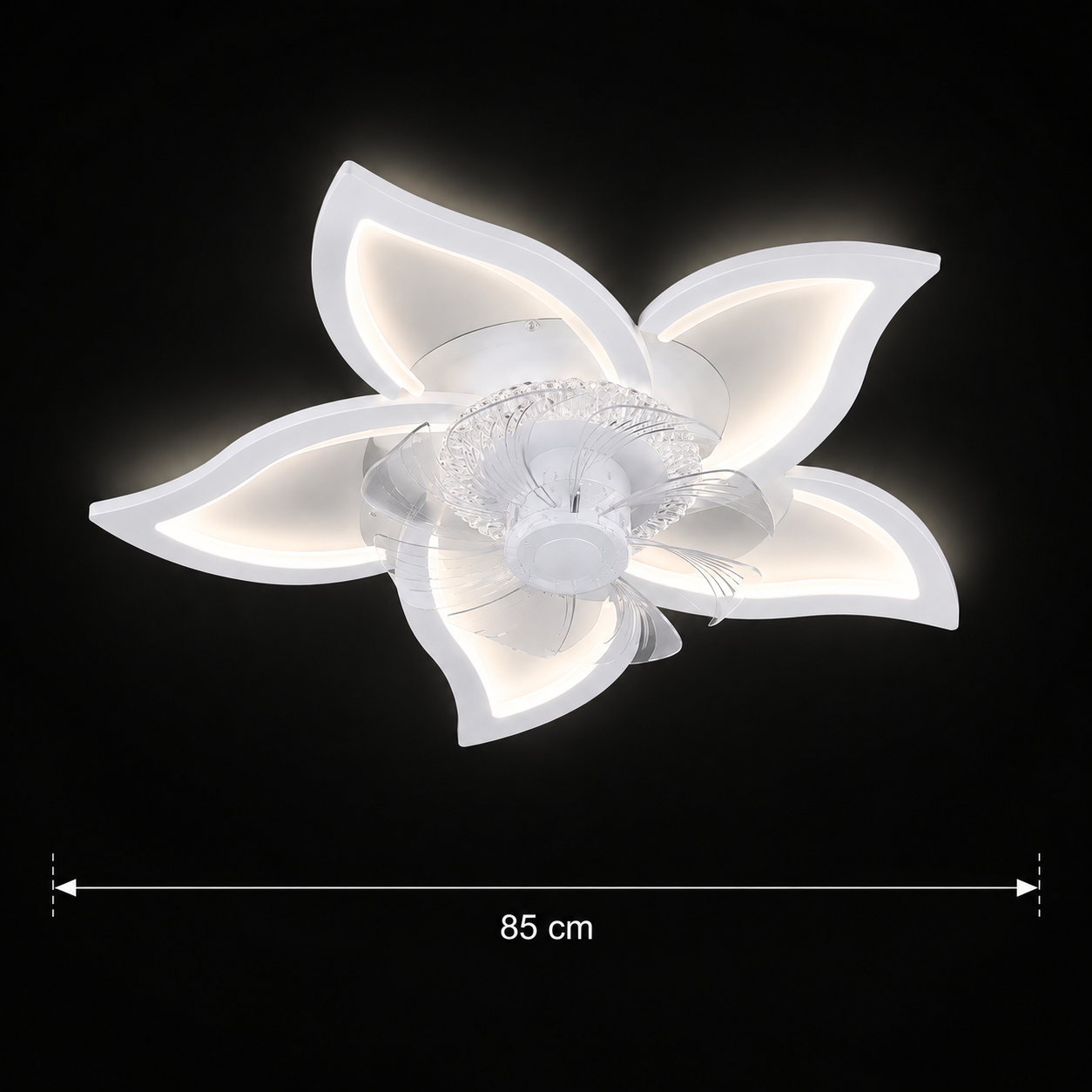Lustra LED Ventilator DAFIA cu Telecomanda, 49W, D85cm, Lumina Rece/Neutra/Calda, Metal si Plastic, Alb