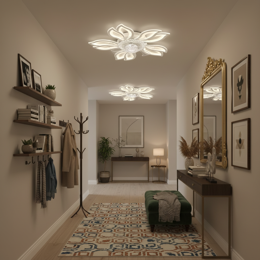 Lustra LED Ventilator ANEMO cu Telecomanda, 30W, D61cm, Lumina Rece/Neutra/Calda, Metal si Plastic, Alb