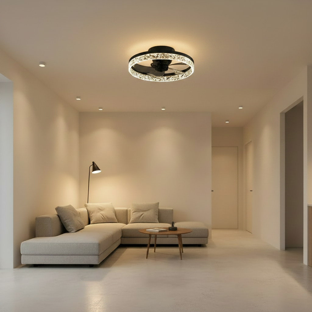 Lustra LED VEYA cu Telecomanda, 38W, D50cm, Lumina Rece/Neutra/Calda, Metal si Plastic, Negru