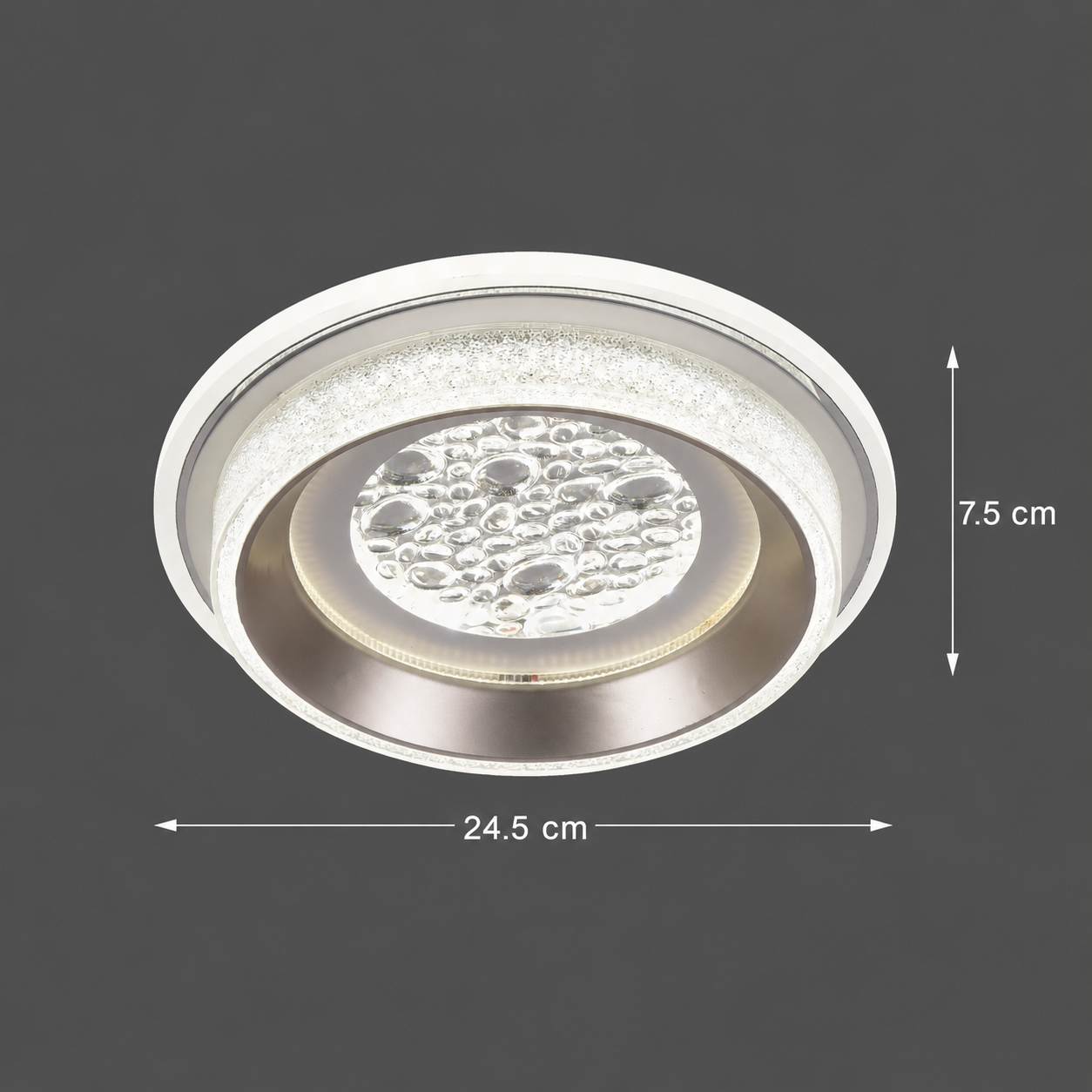 Lustra LED KALESO Petito, 37W, Diametru 24.5cm, Lumina Calda/Neutra/Rece, Alb, Metal si Cristal