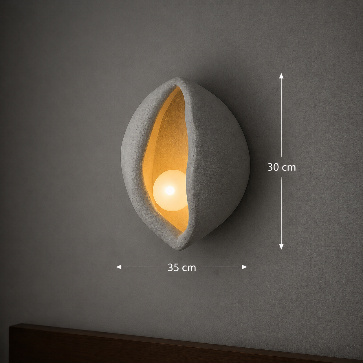 Aplica LED Decorativa CONCHA, 30x35cm, 1xE27, Polistiren, Gri