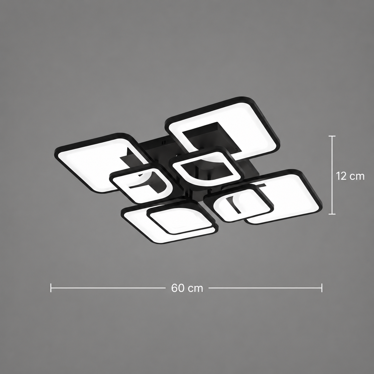 Lustra LED cu telecomanda ZOE, 8 Patrate, 138W, Lumina Rece/Calda/Neutra, Dimabila, Negru