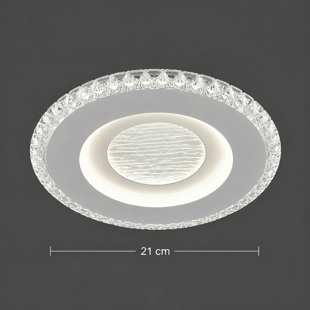 Lustra LED CELUN, 33W, Diametru 21cm, Lumina Calda/Neutra/Rece, Alb, Metal si Acril