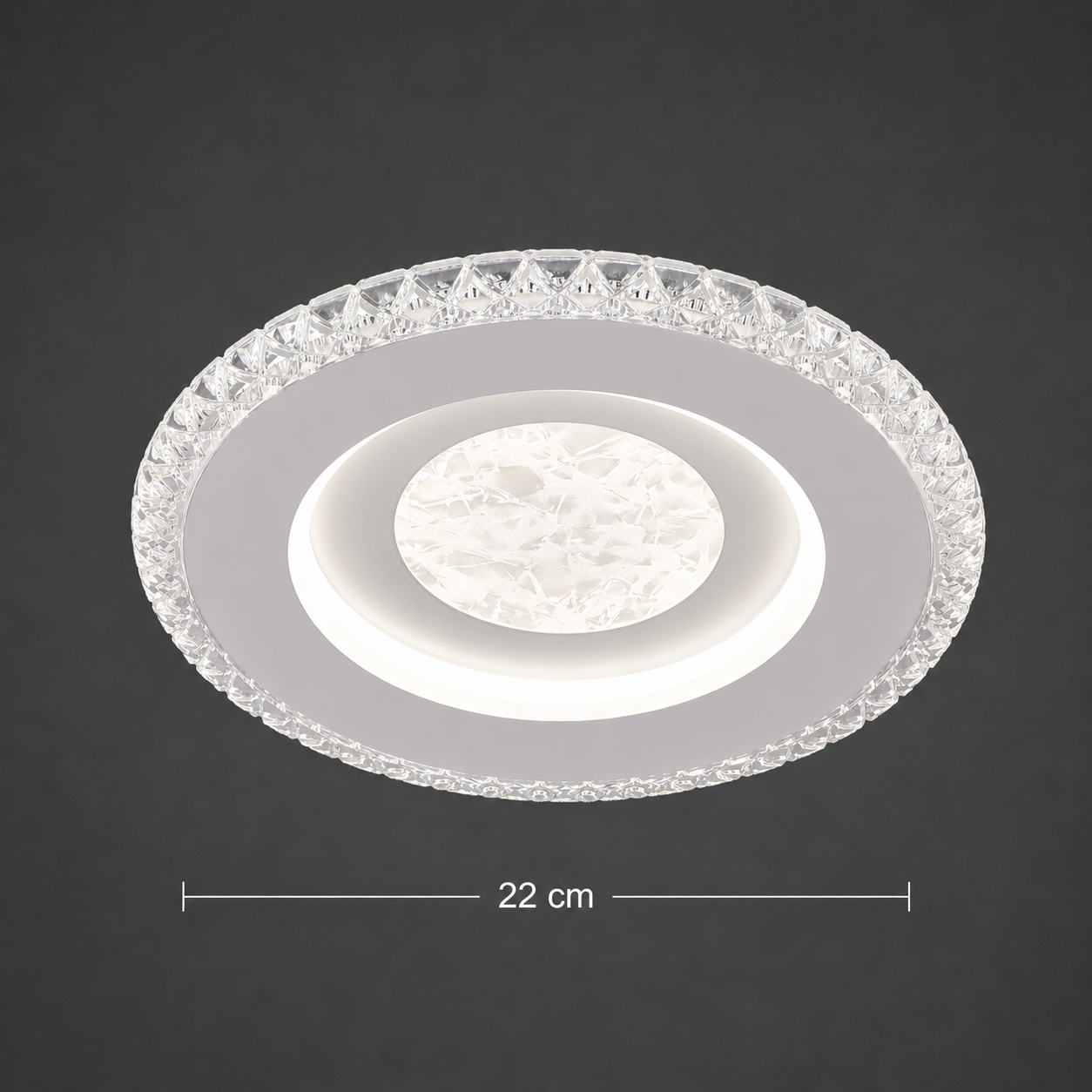 Lustra LED ALAJA, 33W, Diametru 22cm, Lumina Calda/Neutra/Rece, Alb, Metal si Acril