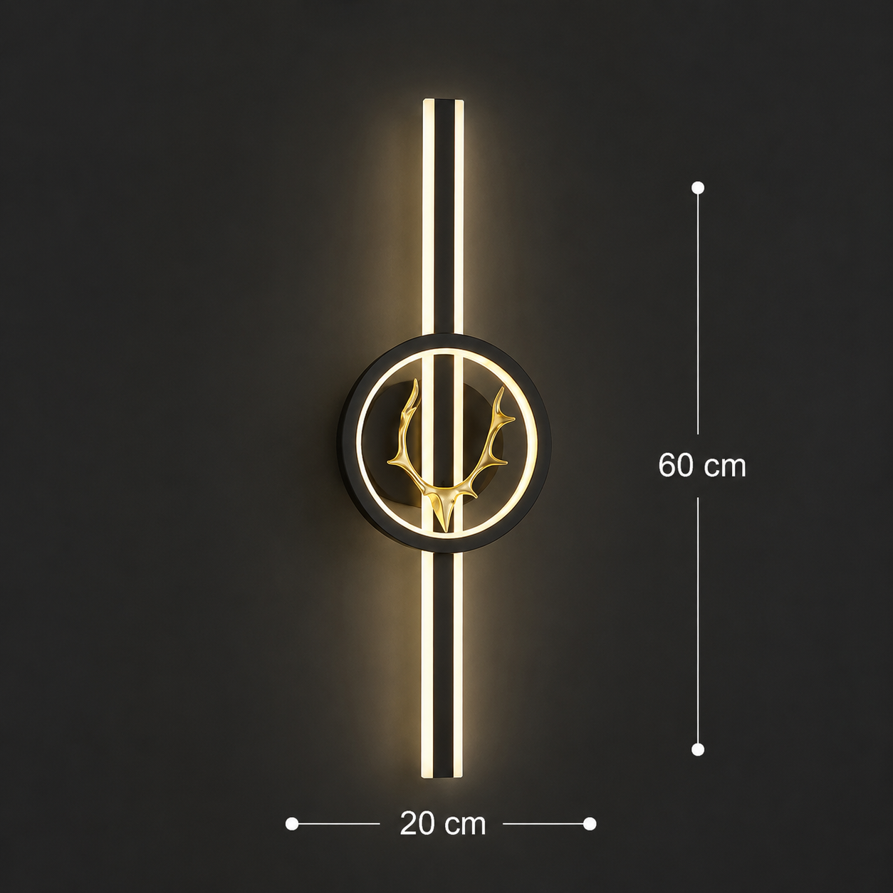 Aplica LED Decorativa CERBOS, 42W, 60cm, Lumina Calda / Neutra/ Rece, Negru, Metal si Acril