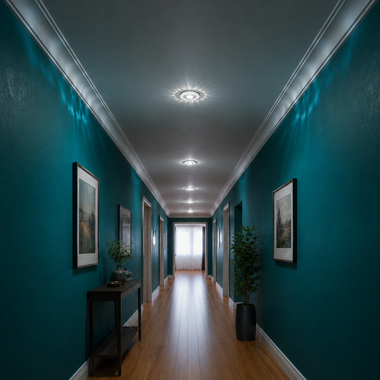 Spot LED ORBITA, 5W, Rotund, Lumina Rece + RGB, Alb, Rasina si Sticla