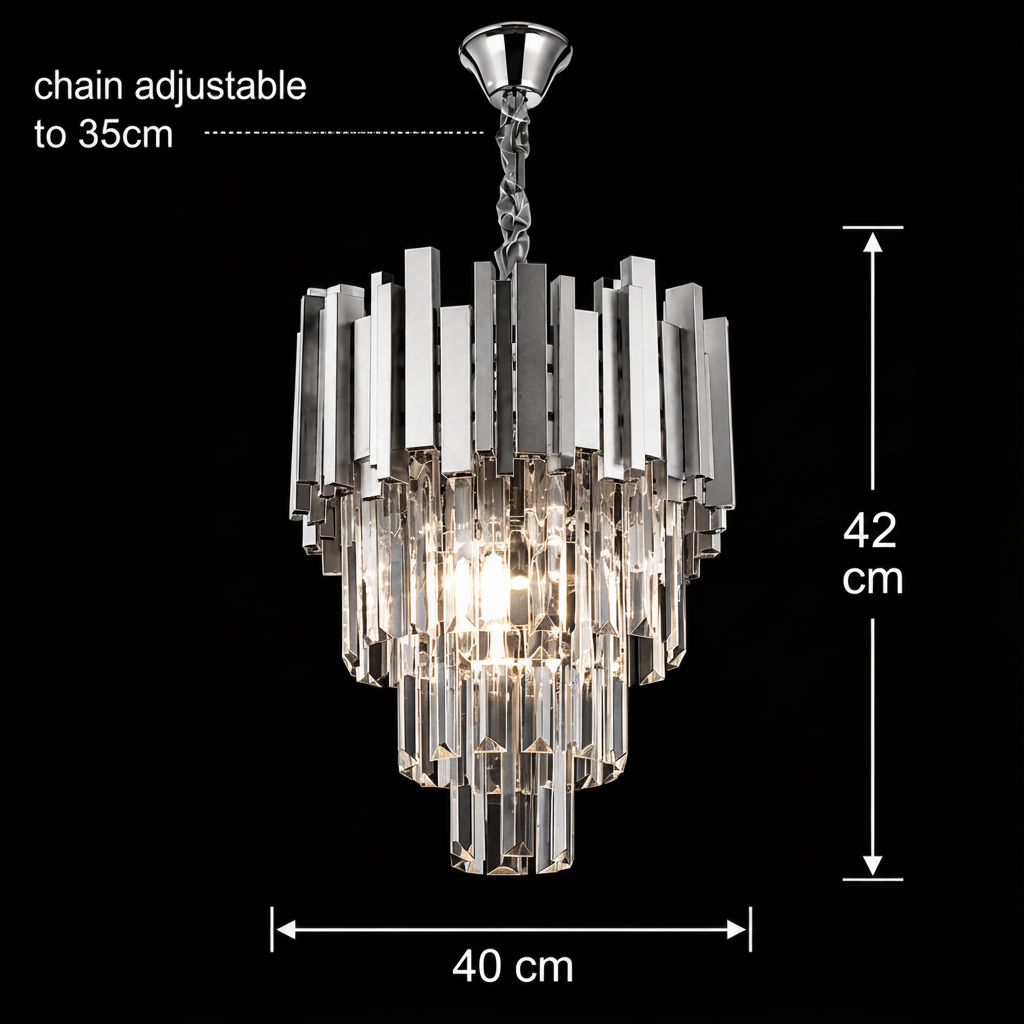 Candelabru Cristal BLOIS Nobile 5xE14, Diametru 40cm, Crom, Inaltime Reglabila Candelabre Cristal Default Title Alessandro Design