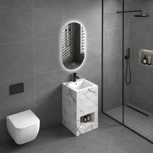 Set Mobilier DEUS pentru Baie, Oglinda+Lavoar, 2 Piese, Alb
