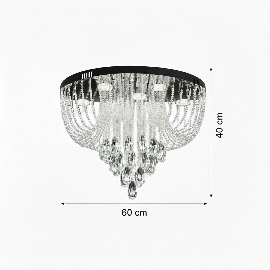 Candelabru LED Cristal MAGE Eleganza, 26W, Lumina Calda/Neutra/Rece, Diametru 50cm, Crom Lucios