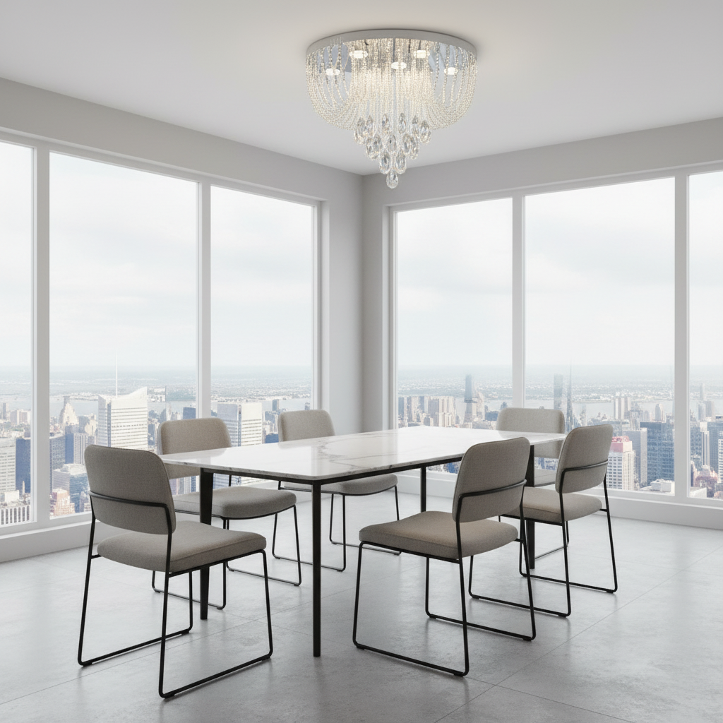 Candelabru LED Cristal MAGE Magno, 33W, Lumina Calda/Neutra/Rece, Diametru 60cm, Crom Lucios