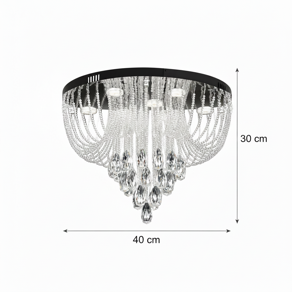 Candelabru LED Cristal MAGE Nobile, 22W, Lumina Calda/Neutra/Rece, Diametru 40cm, Crom Lucios