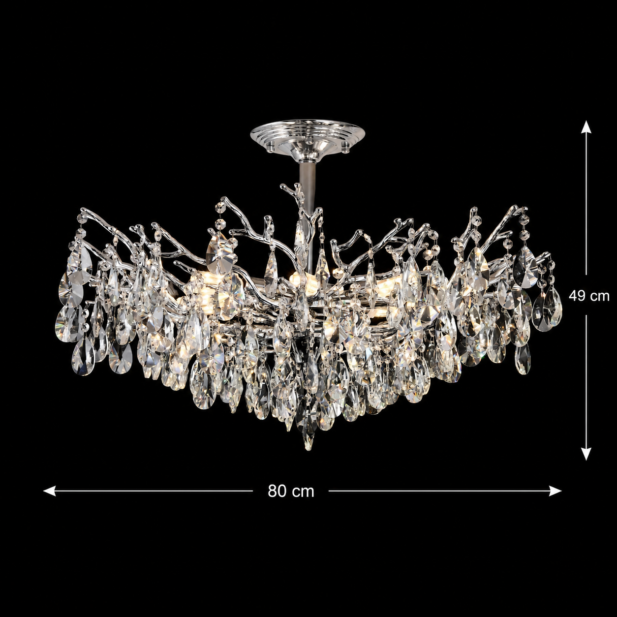 Candelabru Cristal REINA Regalis, 8xE14, D80cm, Crom Lucios, Metal si Cristal