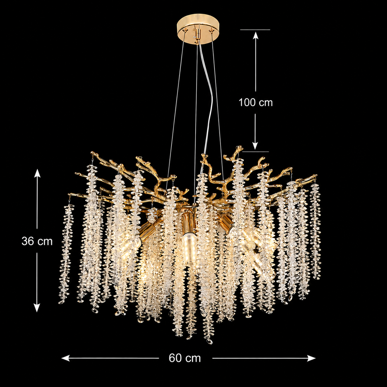 Candelabru Cristal ARBUS Magno, Φ60cm, 8xE14, Auriu, Metal si Cristal