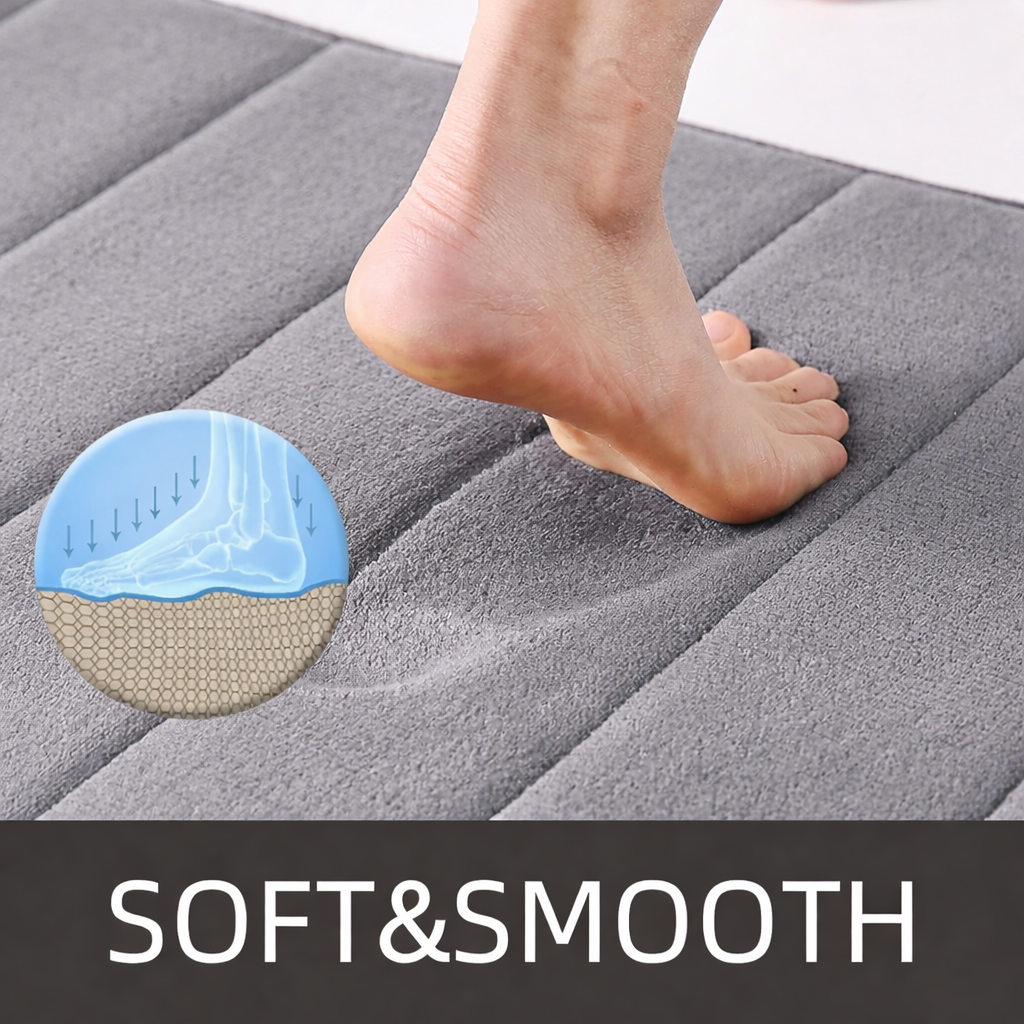 Covorase de Baie, 80x50 cm / 50x40 cm, Gri, Antiderapant, Absorbant, Set 2 bucati