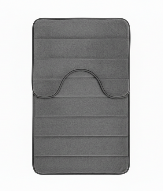 Covorase de Baie, 80x50 cm / 50x40 cm, Gri, Antiderapant, Absorbant, Set 2 bucati