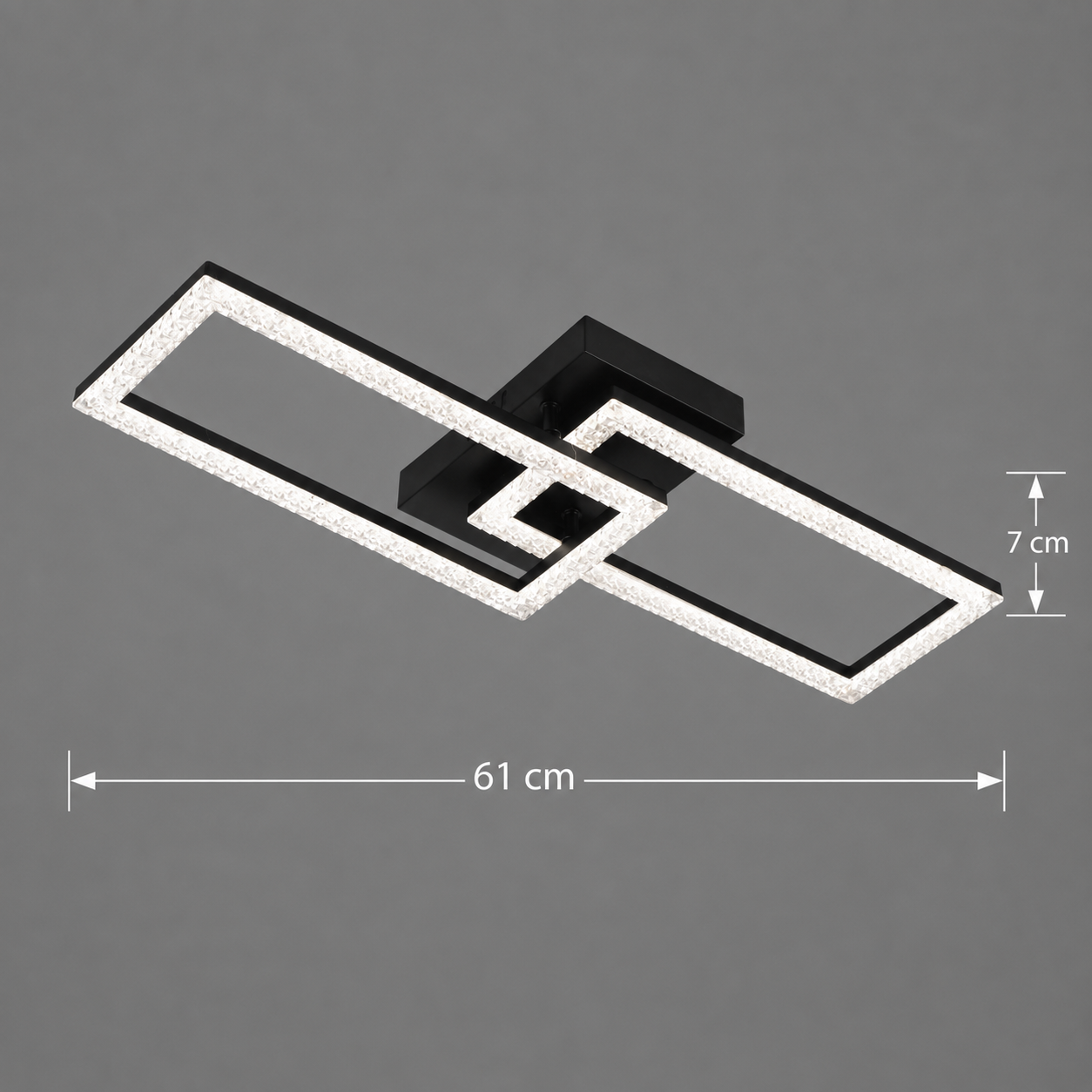 Lustra LED cu telecomanda BANDO 38W, 2 Drepunghiuri, Lumina Rece/Calda/Neutra, Dimabila, Negru, Metal si Acril