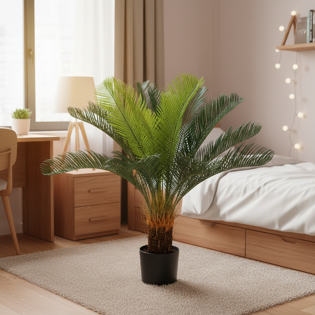 Decorațiune Palmier, Plastic, 24 frunze, 85 cm, Verde
