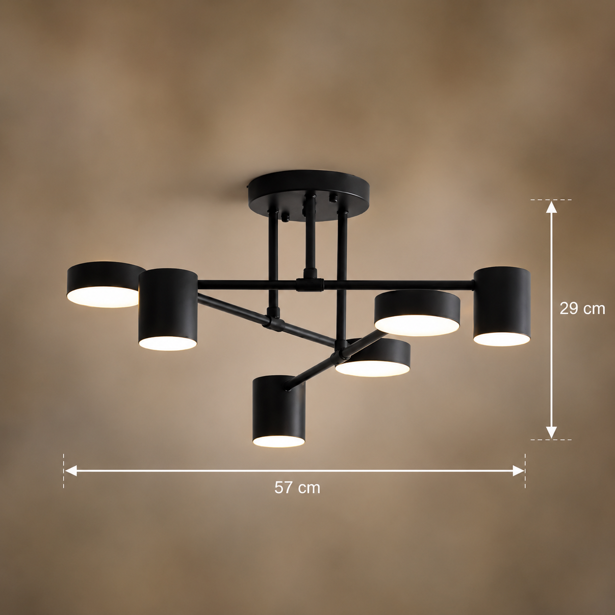 Lustra LED GALIOS 26W, 6 Elemente, lumina Rece/Calda/Neutra, Negru