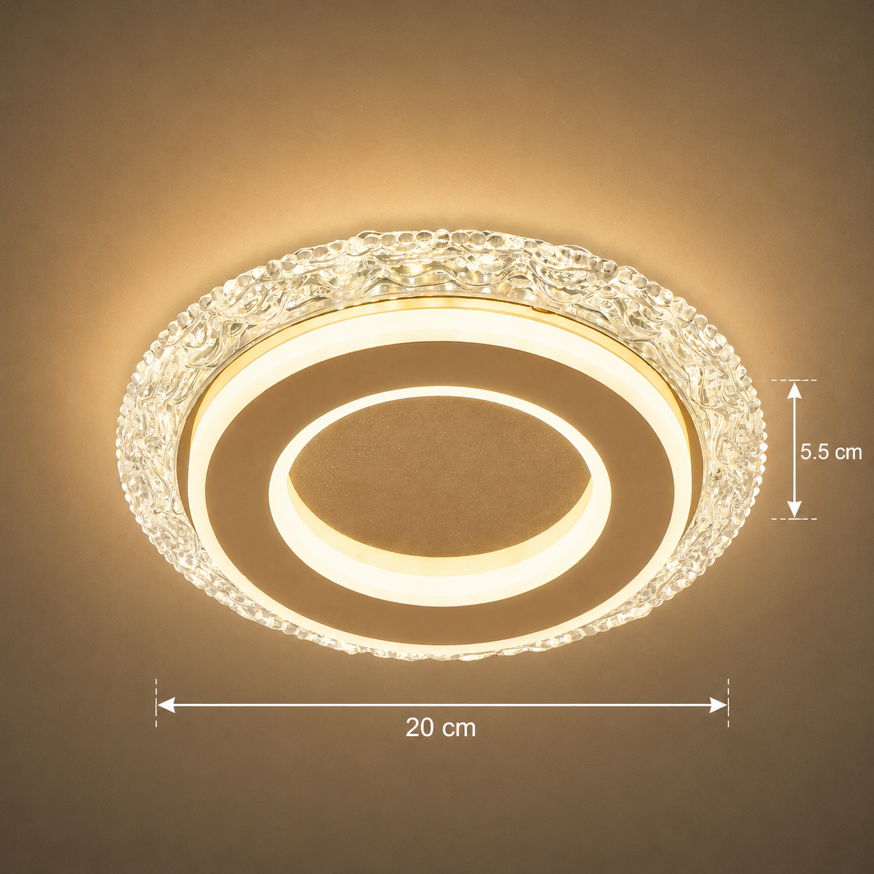 Lustra LED AGOL Petito, 29W, Diametru 20cm, Lumina Calda/Neutra/Rece, Auriu, Metal si Acril