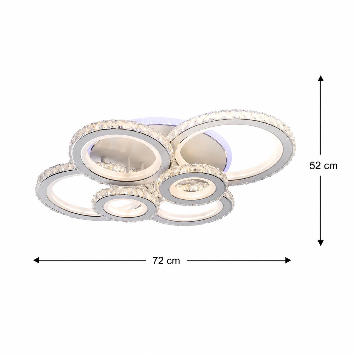 Lustra LED cu telecomanda si cristal NOVA ROTONDA RGB 145W, 6 Cercuri, lumina Rece/Calda/Neutra, Dimabila, Alb Lustre LED Cristal Default Title Alessandro Design