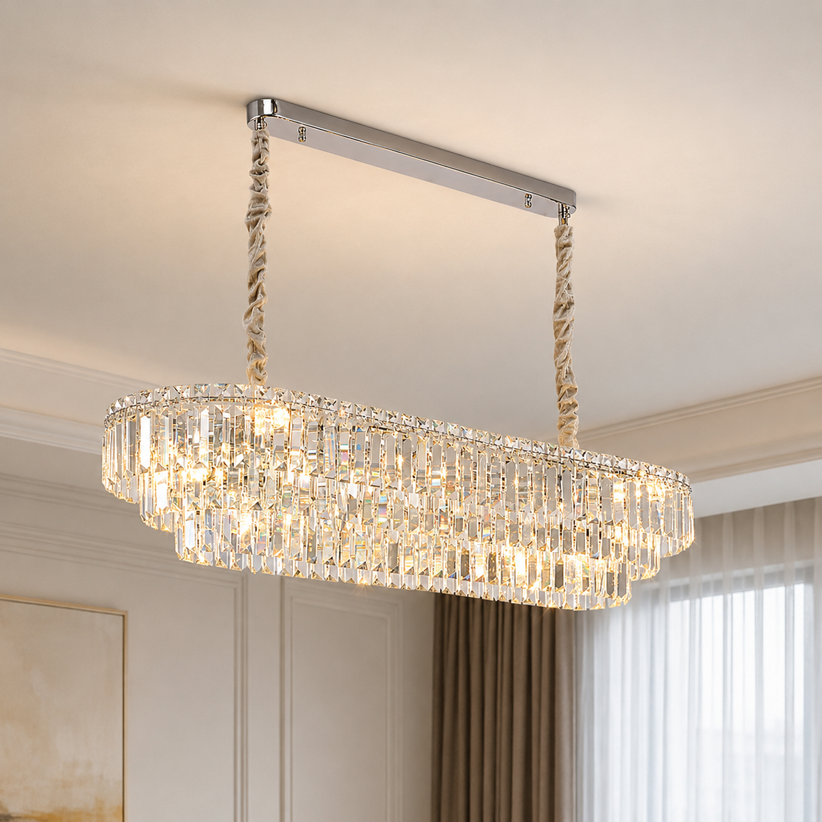 Candelabru Cristal VENARIA 12x E14, 80cm, Auriu Lucios, Inaltime Reglabila