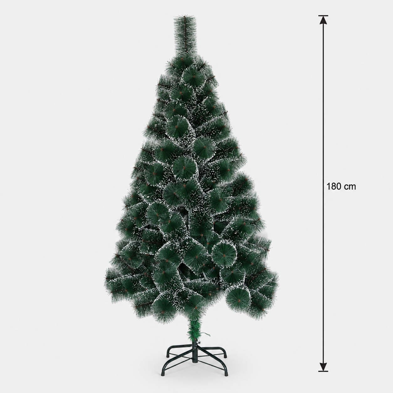 Decorațiune Brad Artificial MANIITSOQ, 180 cm, 220 vârfuri, Suport Metalic, Plastic, Ace Verzi cu Vârfuri Albe