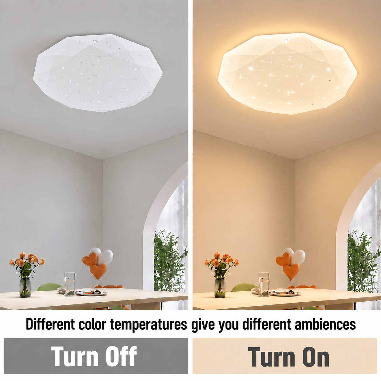 Plafoniera LED Hexagon 35 cm, 32W, 3000K / 4000K / 6000K, Alb, Metal si Acril