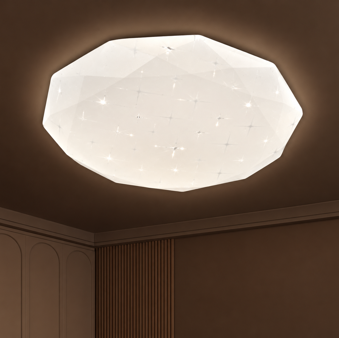 Plafoniera LED Hexagon 35 cm, 32W, 3000K / 4000K / 6000K, Alb, Metal si Acril