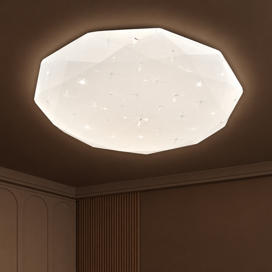 Plafoniera LED Hexagon 35 cm, 32W, 3000K / 4000K / 6000K, Alb, Metal si Acril
