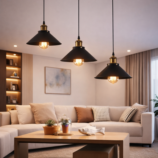 Lustra Suspendata, LV210/3L, 3xE27, Negru, Metal si Fir, Inaltime Reglabila