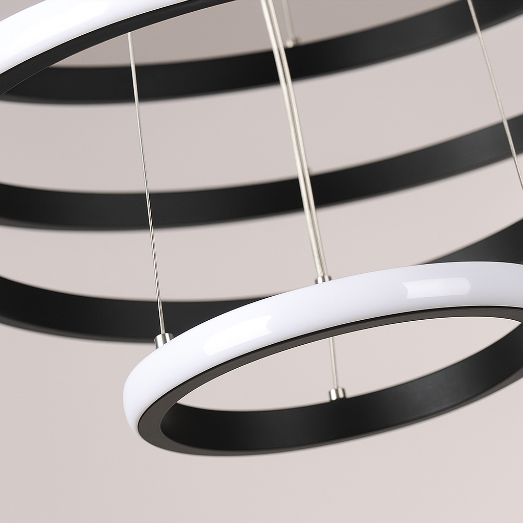 Lustra LED suspendata RICCI 81W, 3 Cercuri, lumina Rece/Calda/Neutra, Negru, Inaltime Reglabila Lustre Moderne Default Title Alessandro Design