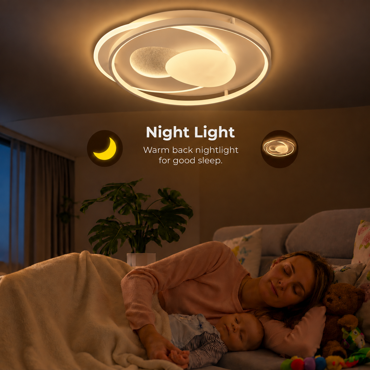 Lustra LED cu telecomanda ASTERA, Forma Ovala, 85W, lumina Rece/Calda/Neutra, Dimabila, Alb